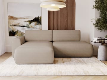 Milias 3-sits Bäddsoffa med Divan Vänster och Förvaring - Mörkbeige - Möbler - Soffa - Bäddsoffa
