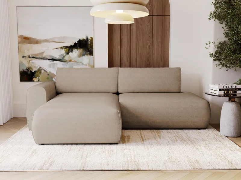 Milias 3-sits Bäddsoffa med Divan Vänster och Förvaring - Mörkbeige - Möbler - Soffa - Bäddsoffa