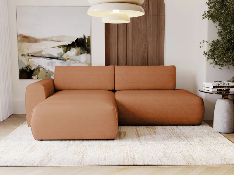 Milias 3-sits Bäddsoffa med Divan Vänster och Förvaring - Orange - Möbler - Soffa - Bäddsoffa