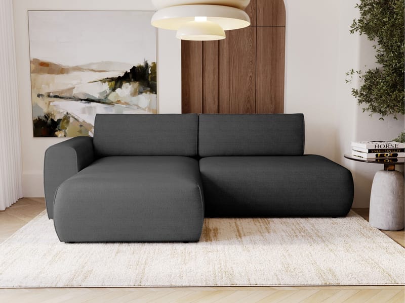 Milias 3-sits Bäddsoffa med Divan Vänster och Förvaring - Svart - Möbler - Soffa - Bäddsoffa