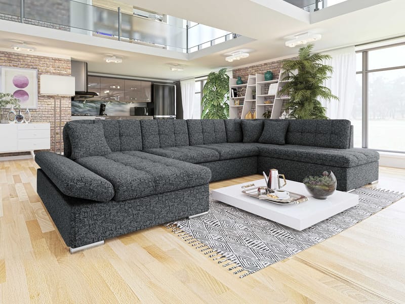 Mireo U-formad 5-sits Bäddsoffa med förvaring - grå - Möbler - Soffa - Bäddsoffa