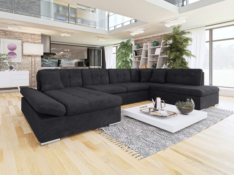Mireo U-formad 5-sits Bäddsoffa med förvaring - svart - Möbler - Soffa - Bäddsoffa