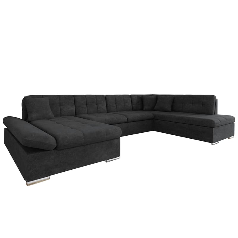 Mireo U-formad 5-sits Bäddsoffa med förvaring, svart