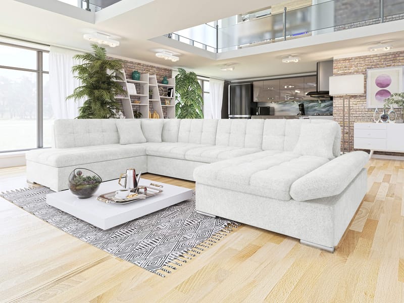 Mireo U-formad 5-sits Bäddsoffa med förvaring - vit - Möbler - Soffa - Bäddsoffa