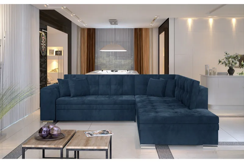 Moclino Hörnbäddsoffa - Blå - Möbler - Soffa - Bäddsoffa