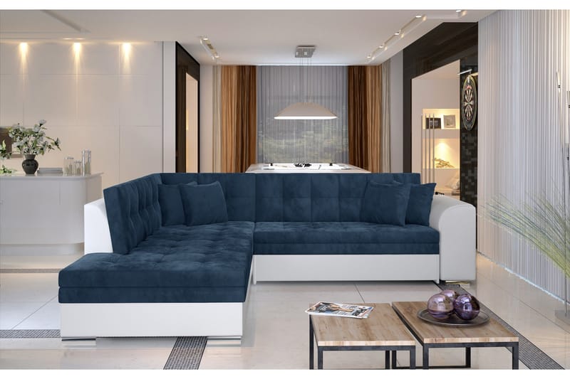 Moclino Hörnbäddsoffa - Blå/Vit - Möbler - Soffa - Bäddsoffa