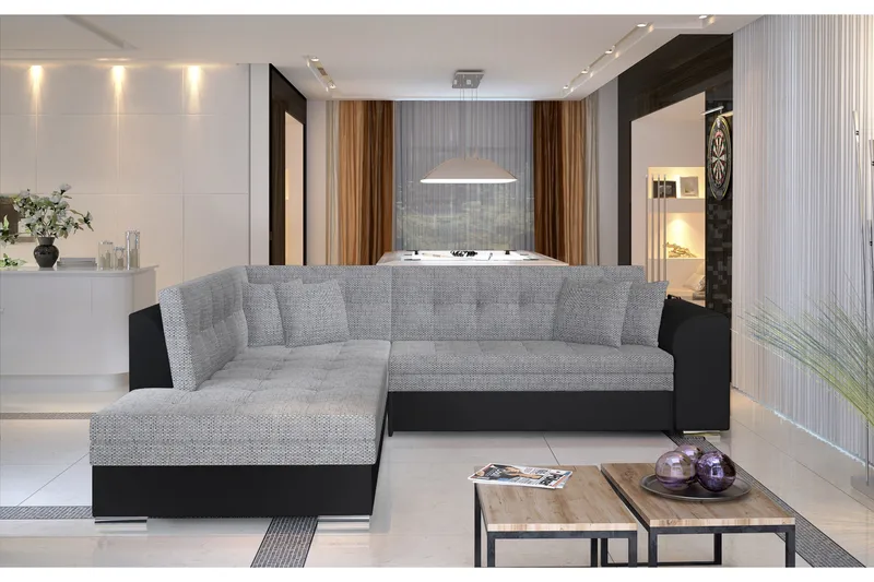 Moclino Hörnbäddsoffa, Grå/Svart