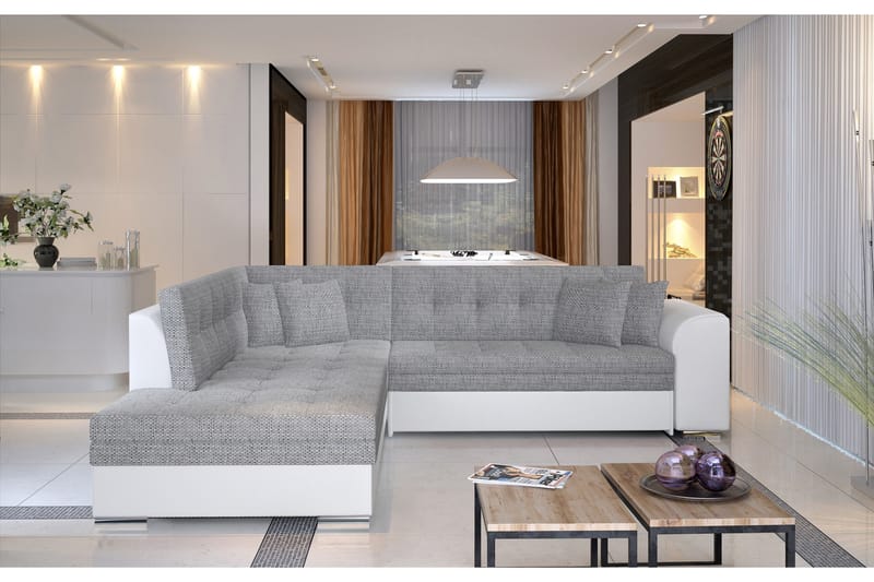 Moclino Hörnbäddsoffa - Grå/Vit - Möbler - Soffa - Bäddsoffa