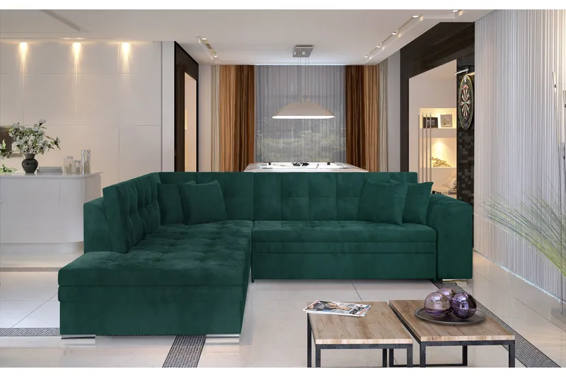 Moclino Hörnbäddsoffa - Grön - Möbler - Soffa - Divansoffor & schäslongsoffa - 4 sits soffa med divan