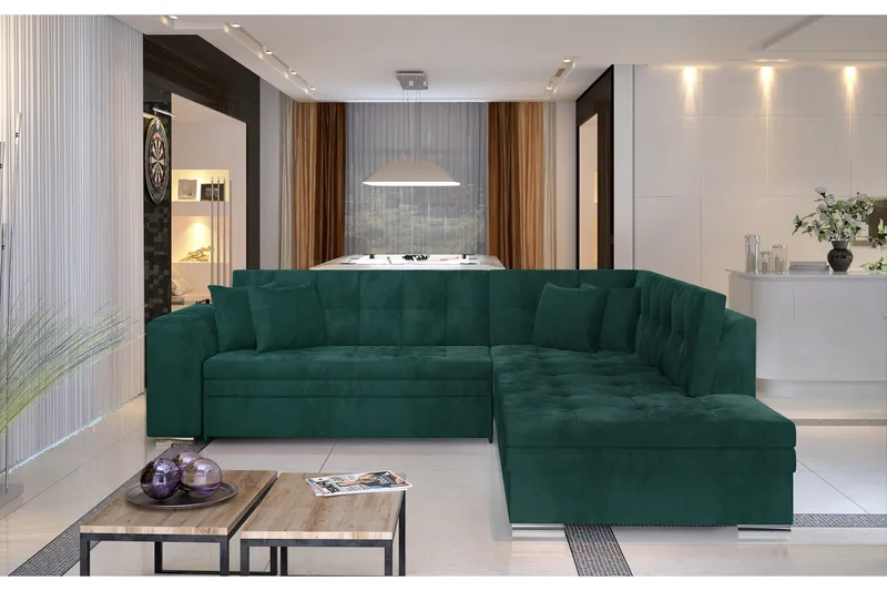 Moclino Hörnbäddsoffa - Grön - Möbler - Soffa - Divansoffor & schäslongsoffa - 4 sits soffa med divan