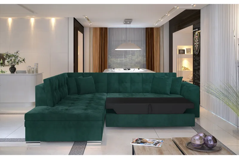 Moclino Hörnbäddsoffa - Grön - Möbler - Soffa - Divansoffor & schäslongsoffa - 4 sits soffa med divan