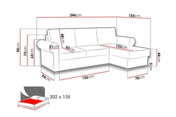Monaco Hörnsoffa LED-belysning - Mörkturkos - Möbler - Soffa - Bäddsoffa