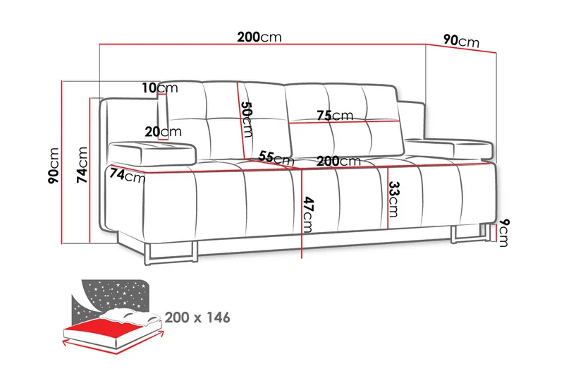 Morenia 3-sits Bäddsoffa - Blå - Möbler - Soffa - Bäddsoffa