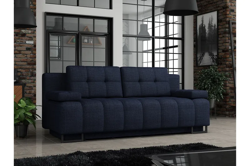 Morenia 3-sits Fällbar Bäddsoffa 146x200 cm med Förvaring i Tyg - Blå - Möbler - Soffa - Bäddsoffa