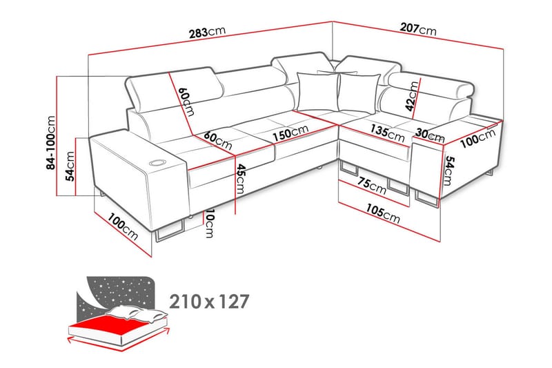 Morenia 3-sits Hörnbäddsoffa Universal - Brun - Möbler - Soffa - Bäddsoffa