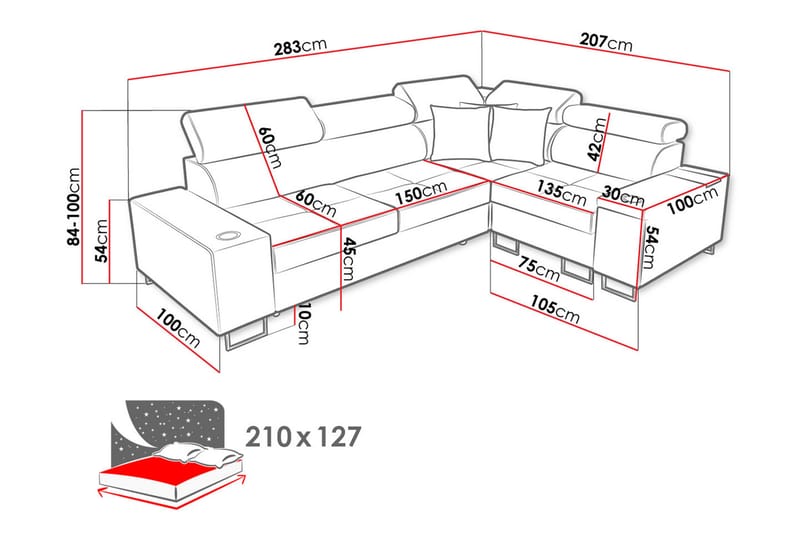 Morenia 3-sits Hörnbäddsoffa Universal - Brun - Bäddsoffa - Hörnbäddsoffa