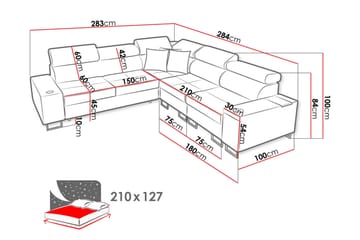Morenia 3-sits Hörnbäddsoffa Vänster - Svart - Möbler - Soffa - Bäddsoffa