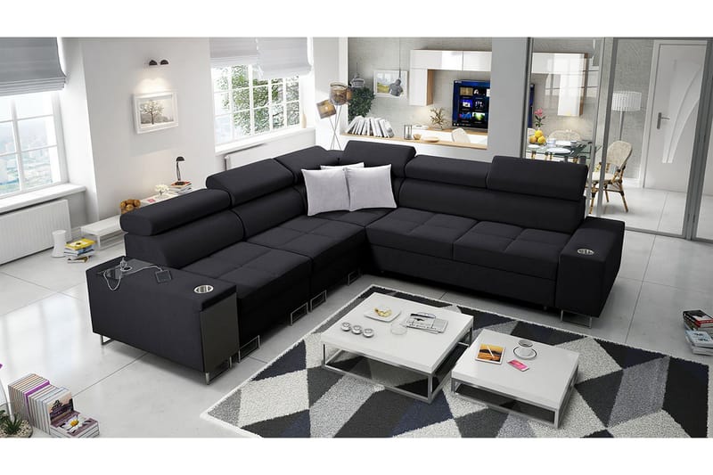 Morenia 3-sits Hörnbäddsoffa Vänster - Svart - Möbler - Soffa - Bäddsoffa