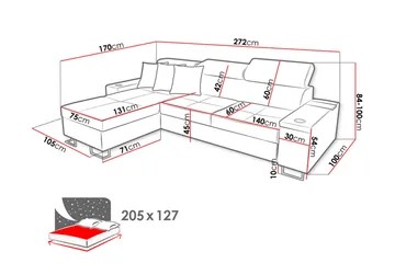 Morenia 3-sits Hörnbäddsoffa Vänster - Vit - Möbler - Soffa - Bäddsoffa