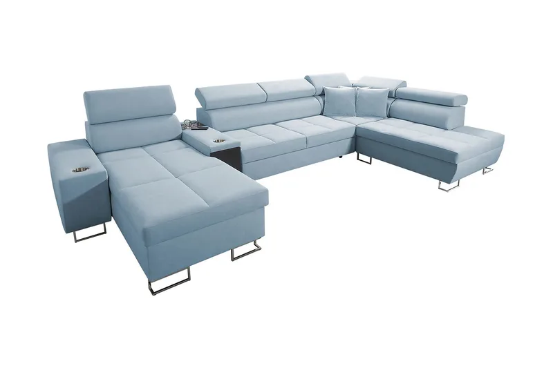 Morenia 4-sits Bäddsoffa 127x195 cm med Förvaring i Sammet, Blå