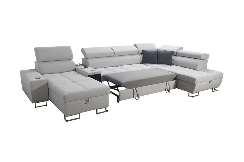 Morenia 4-sits Bäddsoffa 127x195 cm med Förvaring i Sammet - Blå - Möbler - Soffa - Bäddsoffa