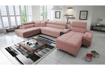 Morenia 4-sits Bäddsoffa 127x195 cm med Förvaring i Sammet - Rosa - Möbler - Soffa - Bäddsoffa