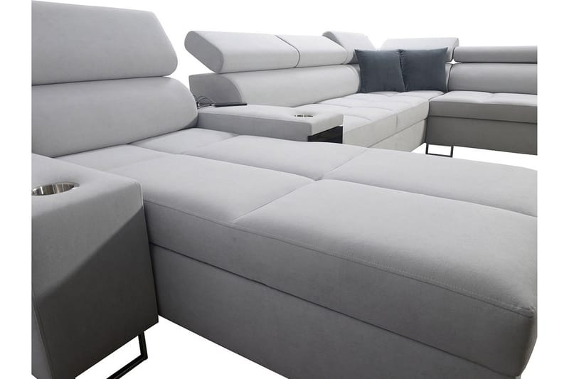 Morenia 4-sits Bäddsoffa 127x195 cm med Förvaring i Sammet - Vit - Möbler - Soffa - Bäddsoffa