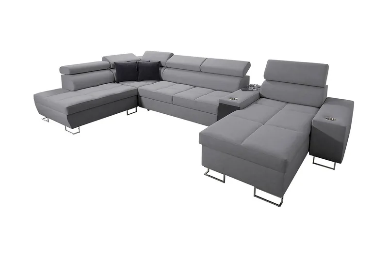Morenia 4-sits Bäddsoffa 127x195 cm med Förvaring i Tyg, Grå