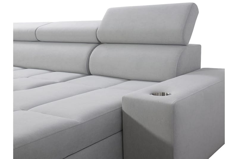 Morenia 4-sits Högervänd Bäddsoffa 127x258 cm med Förvaring i Sammet - Ljusgrå - Möbler - Soffa - Bäddsoffa