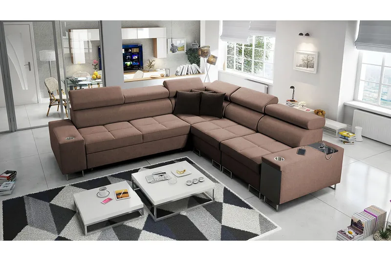 Morenia 4-sits Hörnbäddsoffa Höger - Brun - Möbler - Soffa - Bäddsoffa