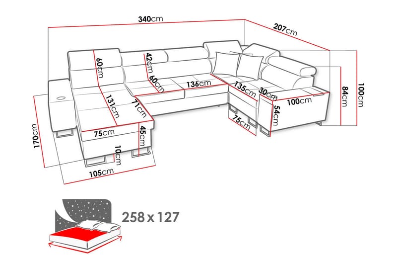 Morenia 4-sits Hörnbäddsoffa Höger - Vit - Möbler - Soffa - Bäddsoffa