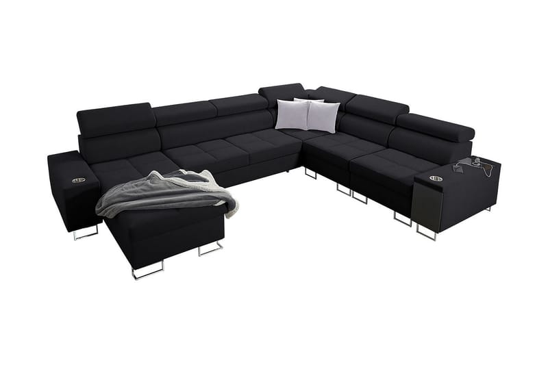 Morenia 4-sits Hörnbäddsoffa Vänster, Svart