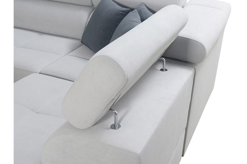 Morenia 4-sits Vänstervänd Bäddsoffa 127x284 cm med Förvaring i Sammet - Ljusgrå - Möbler - Soffa - Bäddsoffa