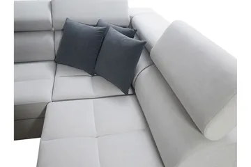 Morenia 4-sits Vänstervänd Bäddsoffa 127x284 cm med Förvaring i Sammet - Ljusgrå - Möbler - Soffa - Bäddsoffa