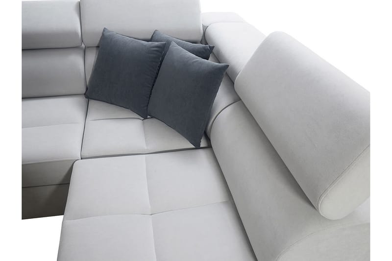 Morenia 4-sits Vänstervänd Bäddsoffa 127x284 cm med Förvaring i Sammet - Ljusgrå - Möbler - Soffa - Bäddsoffa