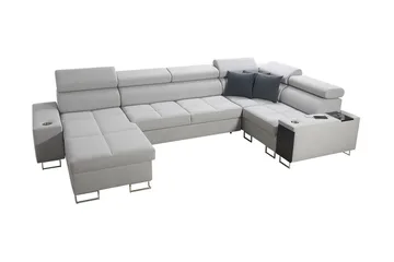 Morenia 4-sits Vänstervänd Bäddsoffa 127x284 cm med Förvaring i Sammet - Ljusgrå - Möbler - Soffa - Bäddsoffa
