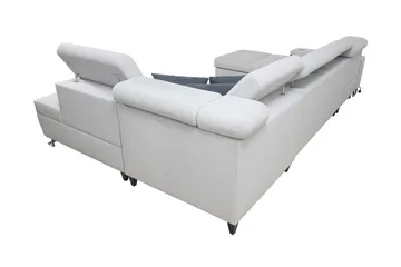 Morenia 4-sits Vänstervänd Bäddsoffa 127x284 cm med Förvaring i Sammet - Ljusgrå - Möbler - Soffa - Bäddsoffa