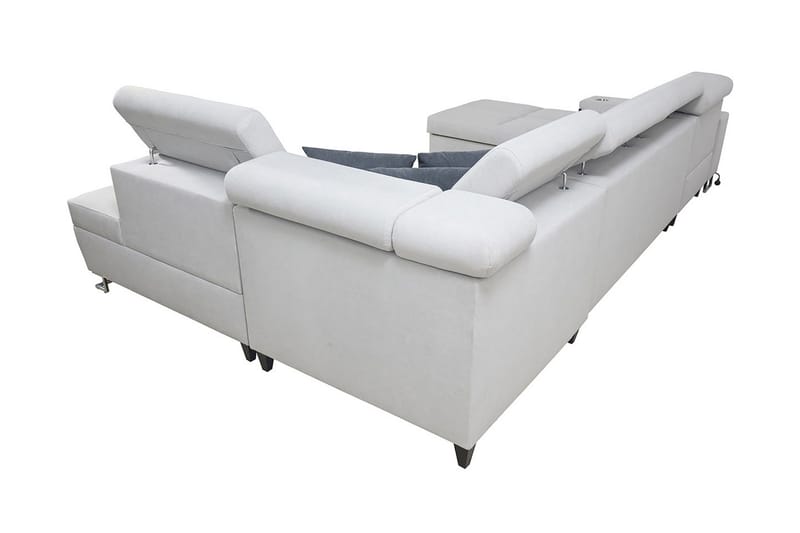 Morenia 4-sits Vänstervänd Bäddsoffa 127x284 cm med Förvaring i Sammet - Ljusgrå - Möbler - Soffa - Bäddsoffa