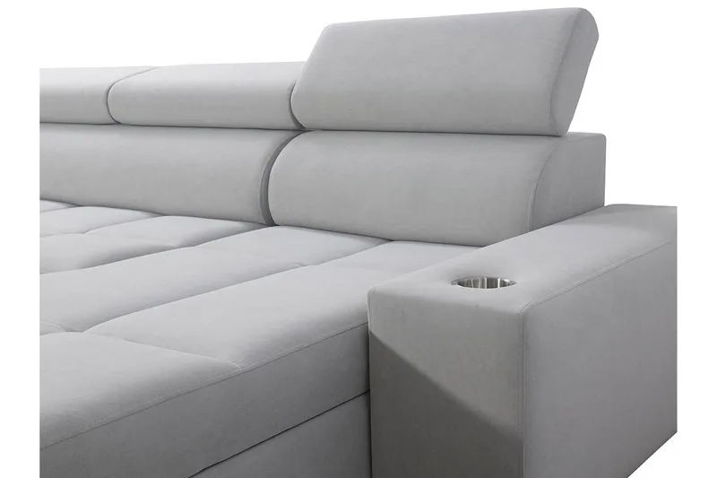Morenia 4-sits Vänstervänd Bäddsoffa 127x284 cm med Förvaring i Sammet - Ljusgrå - Möbler - Soffa - Bäddsoffa