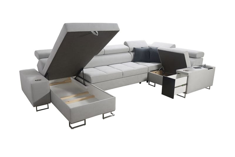 Morenia 4-sits Vänstervänd Bäddsoffa 127x284 cm med Förvaring i Tyg - Svart - Möbler - Soffa - Bäddsoffa