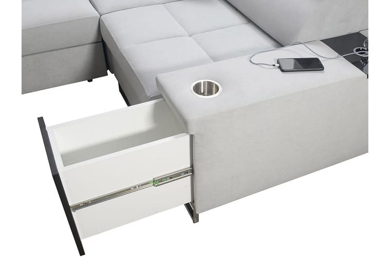 Morenia 4-sits Vänstervänd Bäddsoffa 127x284 cm med Förvaring i Tyg - Svart - Möbler - Soffa - Bäddsoffa