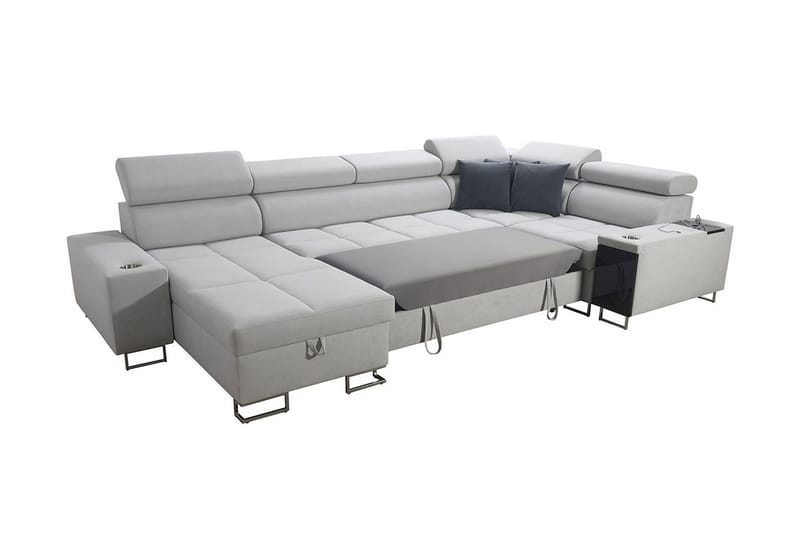 Morenia 4-sits Vänstervänd Bäddsoffa 127x284 cm med Förvaring i Tyg - Svart - Möbler - Soffa - Bäddsoffa