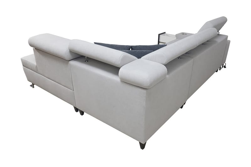 Morenia Högervänd Bäddsoffa 127x210 cm med Förvaring i Sammet - Ljusgrå - Möbler - Soffa - Bäddsoffa