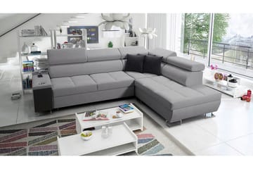 Morenia Högervänd Bäddsoffa 127x210 cm med Förvaring i Tyg - Grå - Möbler - Soffa - Bäddsoffa