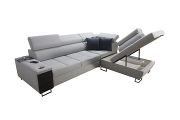 Morenia Högervänd Bäddsoffa 127x210 cm med Förvaring i Tyg - Grå - Möbler - Soffa - Bäddsoffa