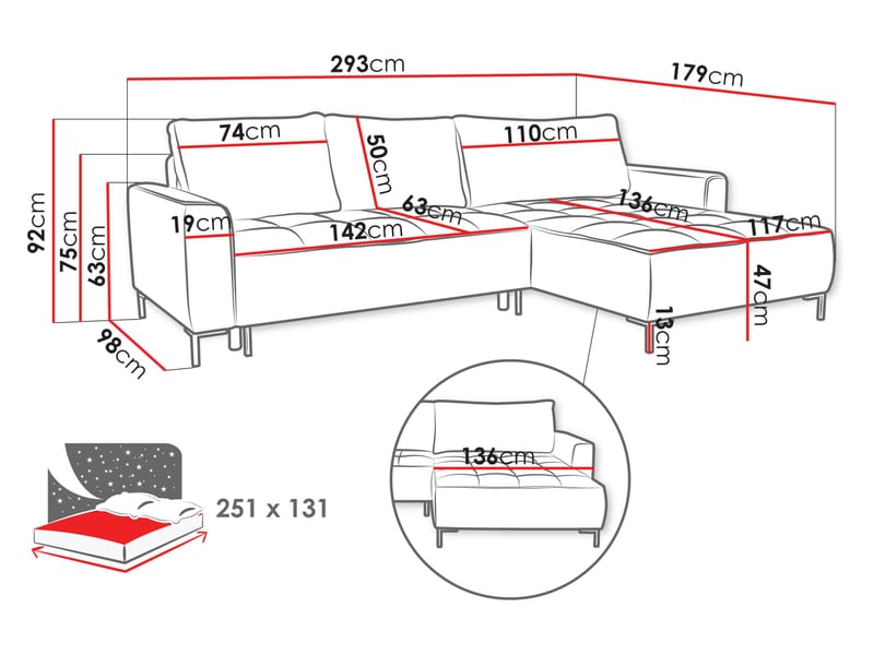 Morvian 3-sits Bäddsoffa med divan - ljusgrå - Möbler - Soffa - Bäddsoffa
