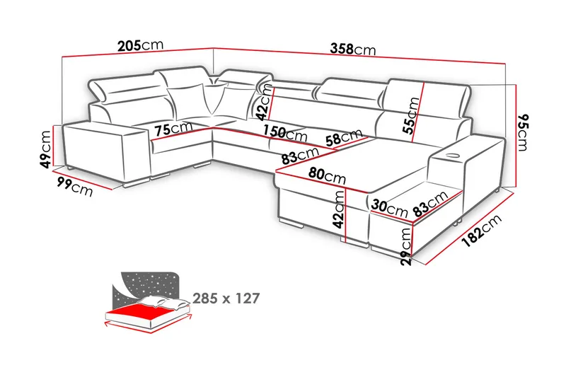 Mumtaz U-Bäddsoffa Divan Vänster - Ljusgrå/Vit - Möbler - Soffa - Bäddsoffa