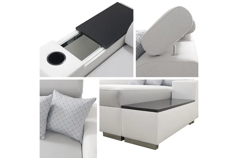 Mumtaz U-Bäddsoffa Divan Vänster - Ljusgrå/Vit - Möbler - Soffa - Bäddsoffa