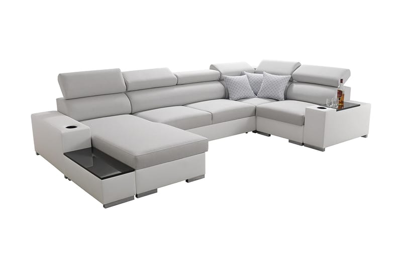 Mumtaz U-Bäddsoffa Divan Vänster, Ljusgrå/Vit