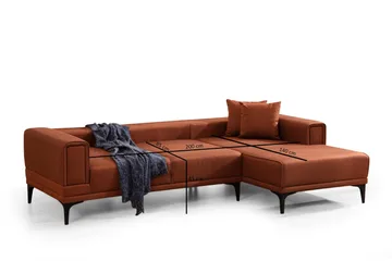 Naoko 3-sits Högervänd L-formad Bäddsoffa med Divan 85x200 cm i Tyg - Terrakotta - Möbler - Soffa - Bäddsoffa